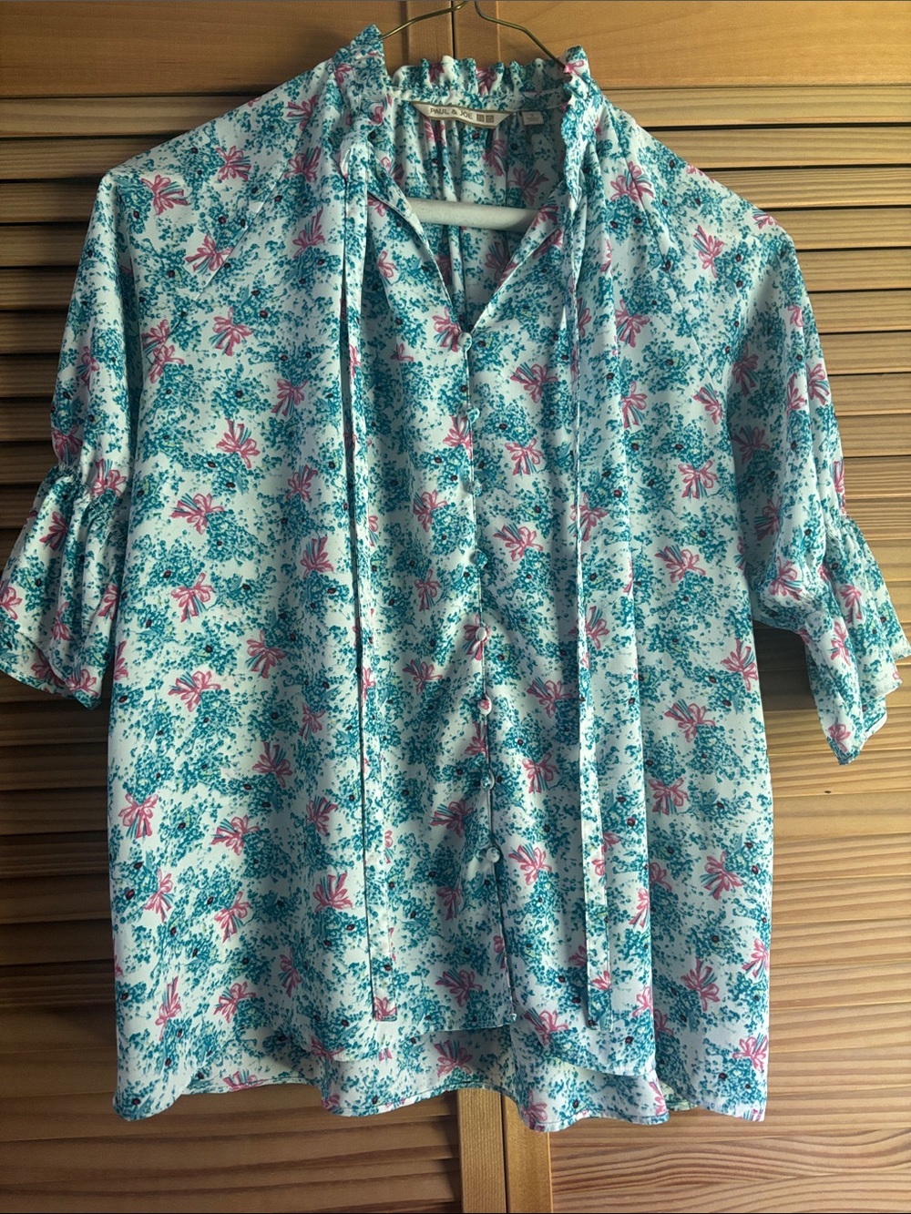 Paul and Joe Uniclo Tie-Neck Floral Blouse